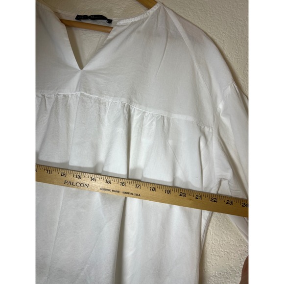 Tiered V Neck Short Sleeve Midi Dress Women's 4XL White Beach Boho Coastal - Picture 6 of 14